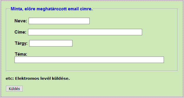 Email űrlap minta 1