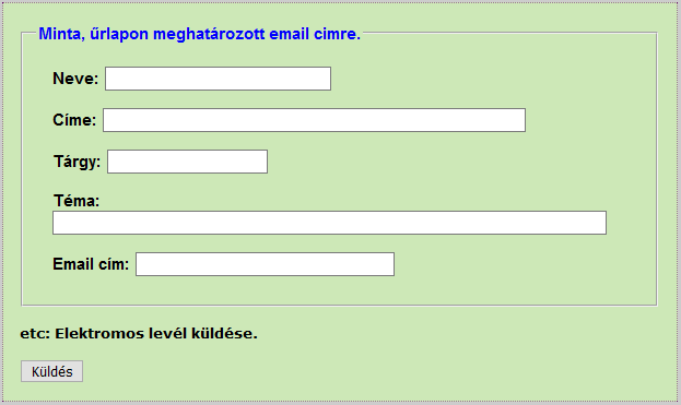 Email űrlap minta 2